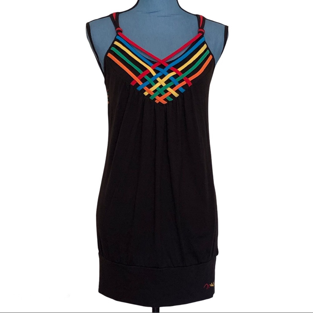 COOGI M Spell Out Black Strappy Mini Tank Dress